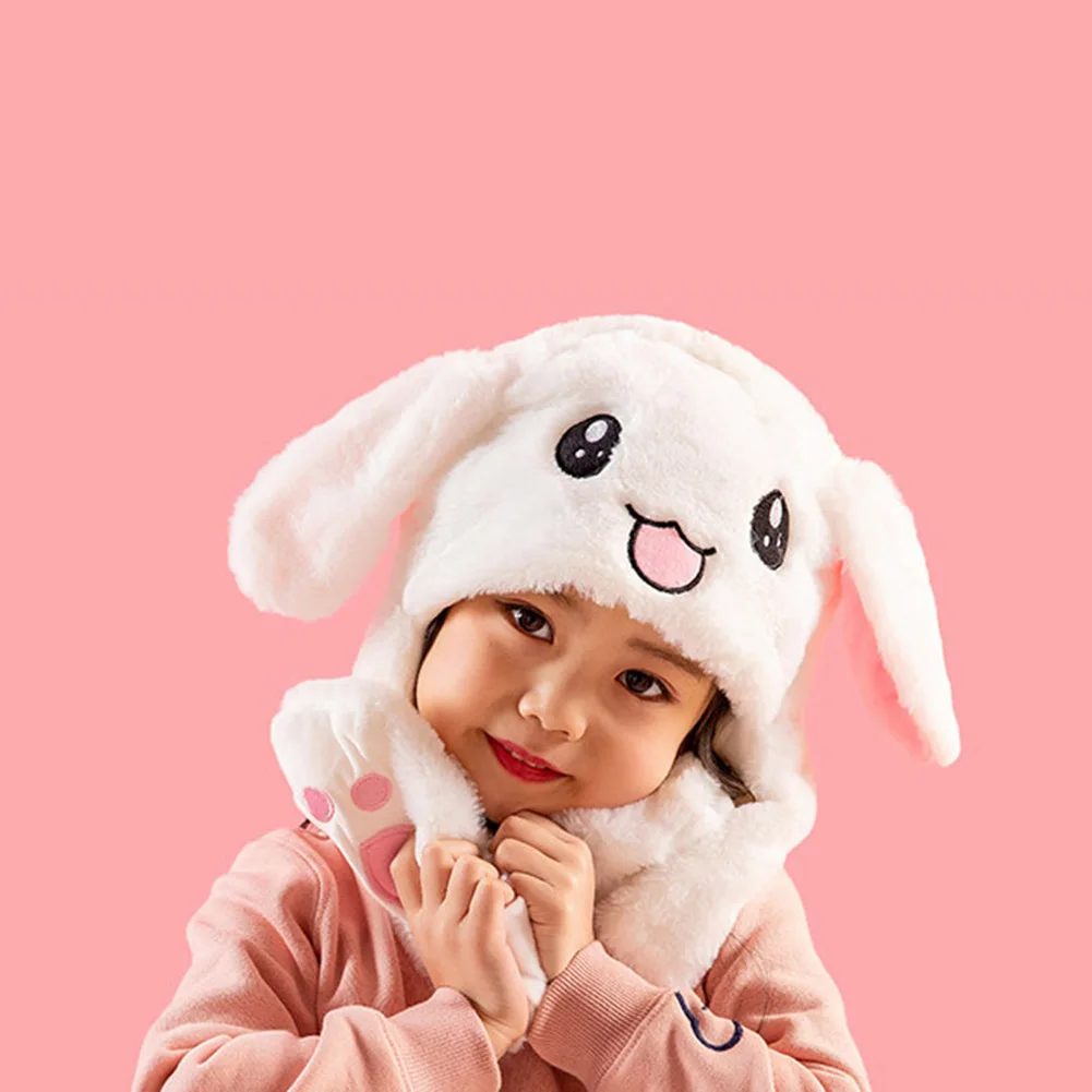 Милая плюшевая шапка кролика с подвижными ушами вверх и вниз теплая милая