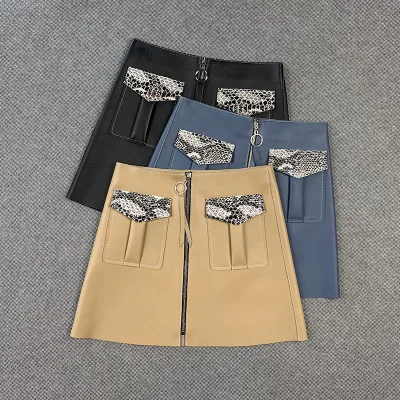 

MEWEWomen Spring Genuine Real Sheep Leather Skirt E20