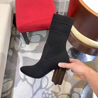 fashion stretch socks boots womens high heels shoes knit socks boots skinny women mesh fabric autumn and winter boots
