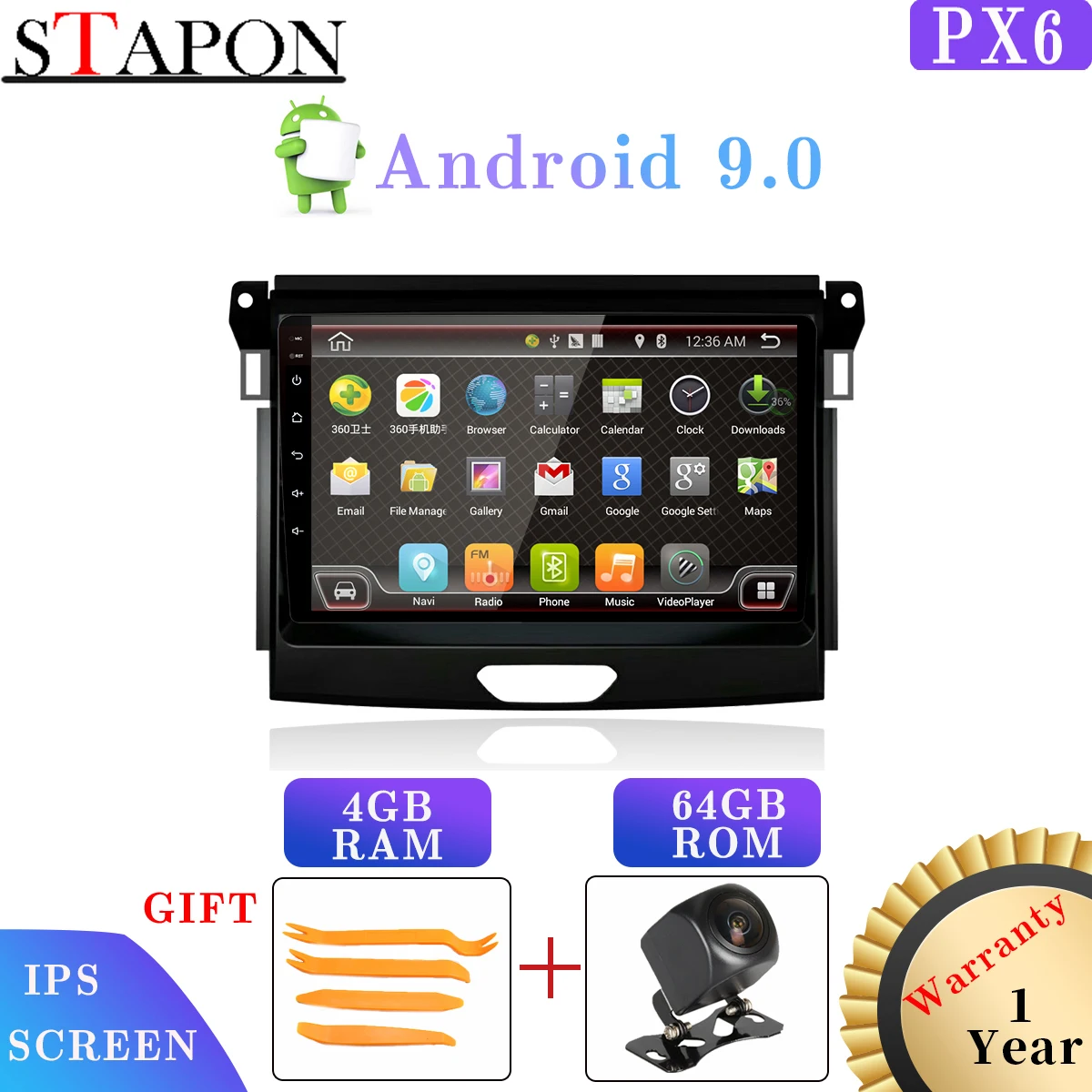 Android 9 0 4 Гб ОЗУ 64 ПЗУ 6 ядер ips для ford ranger everst 2015 19 автомобильный DVD GPS Мультимедийный