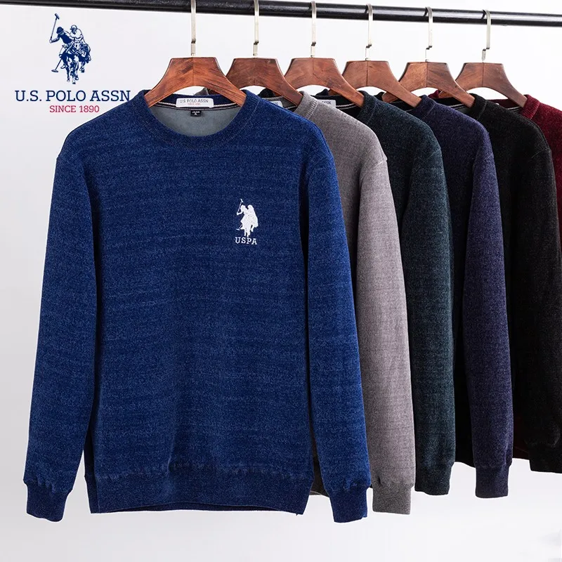 U.S.Polo. Осенне-зимний плюшевый утепленный мужской свитер Assn. Деловой Повседневный