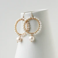 natural pearl earrings circle pendientes handmade 14k gold filled jewelry boho oorbellen brinco vintage jewelry earrings