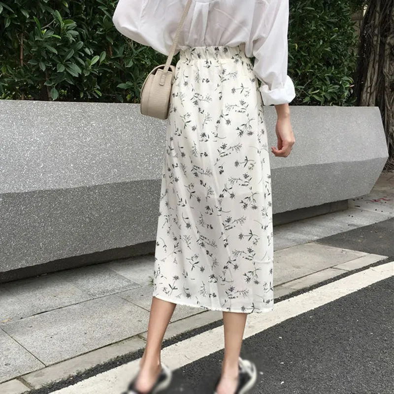 

X Women Retro Floral Long Skirt Summer Beach Sunny Skirts Floral High Waist Skirt