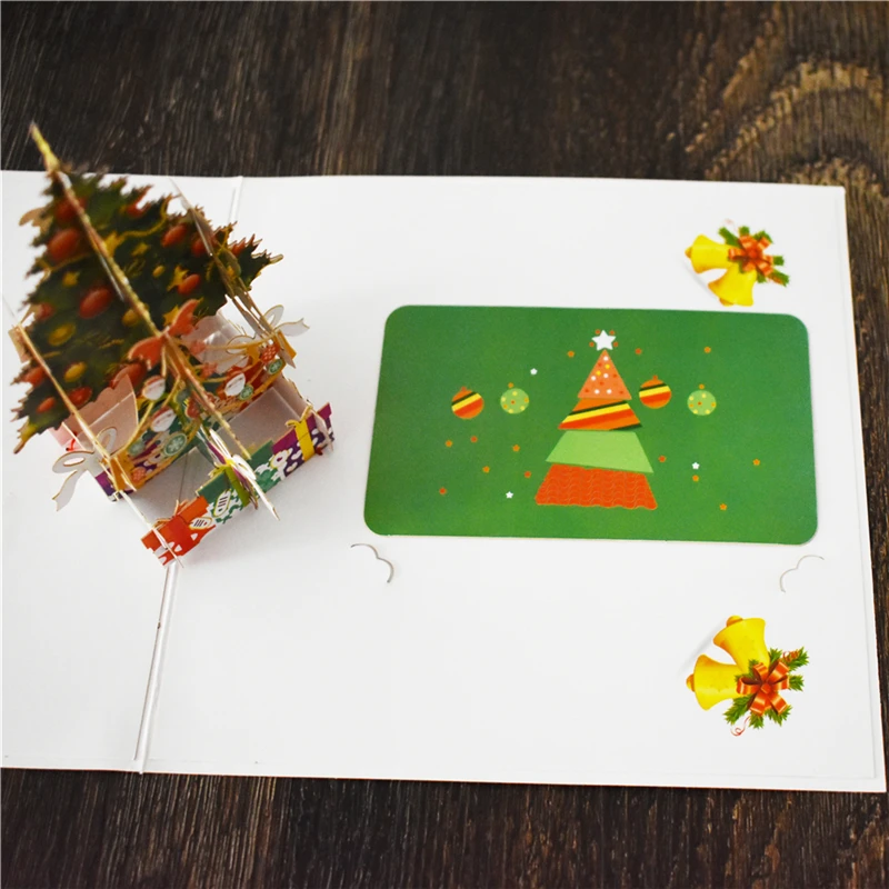 10 упаковок рождественских открыток открытки со всплывающей елкой и наклейкой