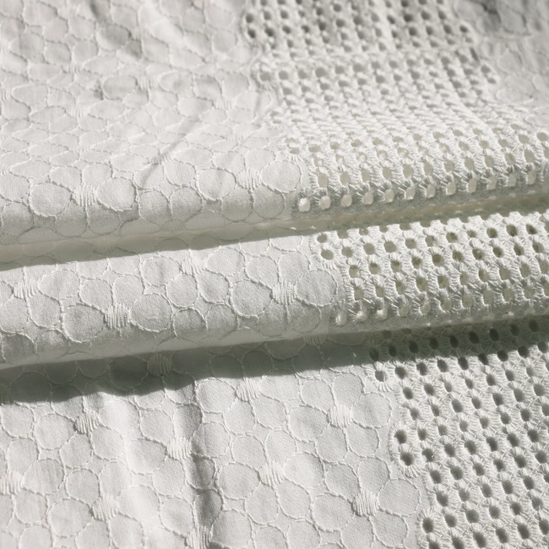 1y * 140 см натуральный белый Чистый хлопок кружево Вышивка Ткань Цветочный