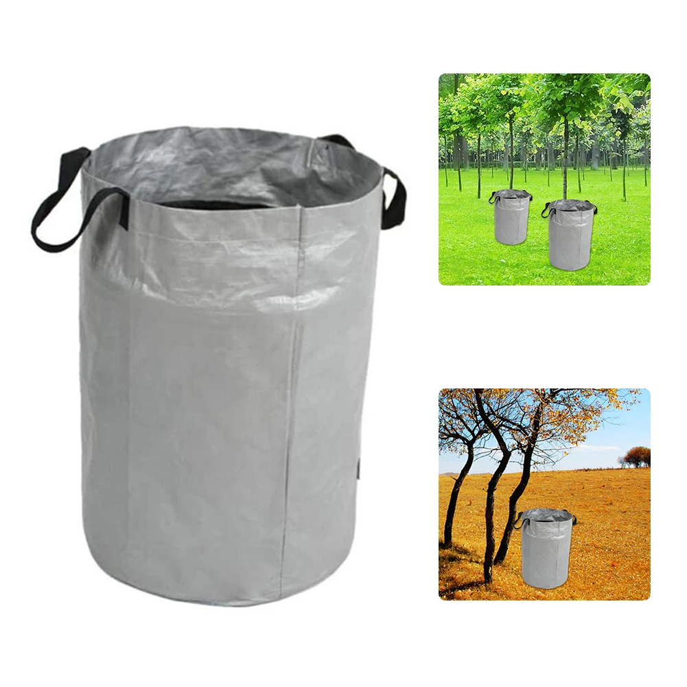 

2PCS Garden Waste Bag Reusable Fallen Leaves Heavy Duty Bags Yard Waste Tarp Vegetable Jardin Gardening Growing Pots Silver