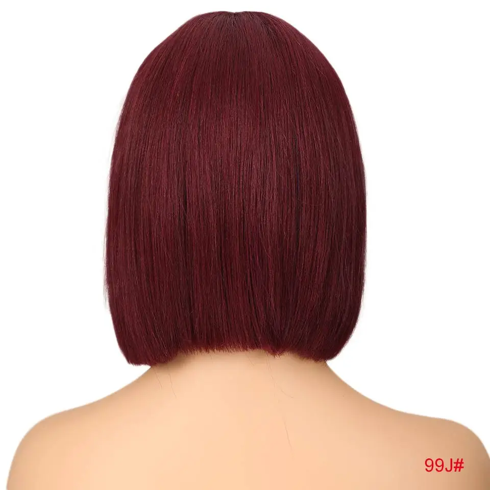 # 99J Rebecca bob парики на кружеве для черных женщин перуанские короткие парики из человеческих волос Омбре человеческие волосы парик Средняя часть 1" - Цвет волос: # 99J