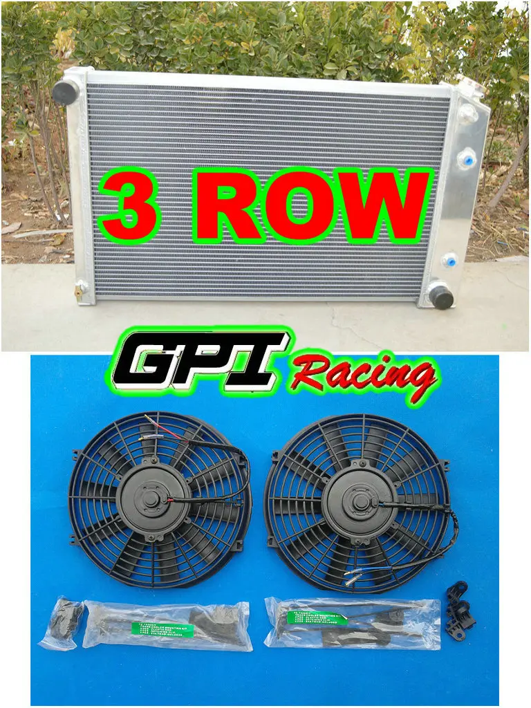 Radiator and 2X fan Алюминиевый радиатор 70-81 Chevy Camaro/75-79 Nova/70-87 для Chevrolet/BUICK REGAL/K20 - Цвет: Radiator and 2X fan