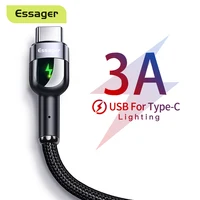 Кабель Essager USB 3.0 Type-C для телефонов Android, 3A, черный/красный, 0.5-2 м
