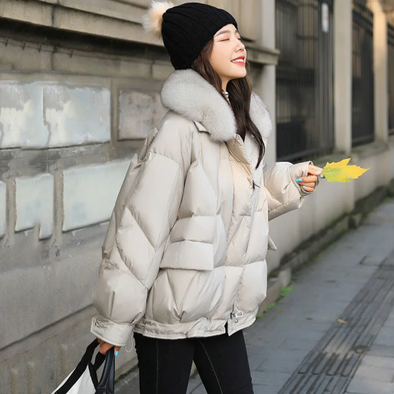 

Extra Large Women Warm Cotton Coat Short Down Cotton Jacket Winter Jackets Abrigo Mujer Hooded Fur collar Parka Overcoats 100kg