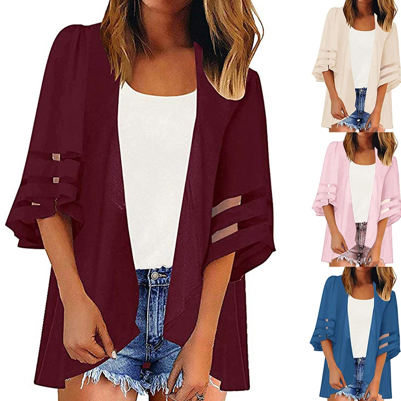 Летняя и осенняя шифоновая Одежда для беременных однотонная одежда с цветочным