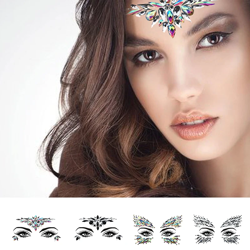 1 шт. рождественские DIY наклейки для бровей лица боди арта клей с кристаллами