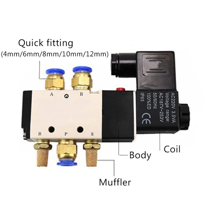 Пневматический электромагнитный клапан Электрический 4v410 15 контроль воздуха