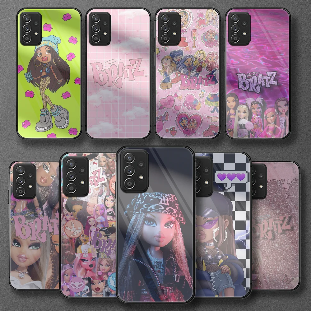 

Fashion Brand Doll Bratz Tempered Glass Phone Case For Samsung Galaxy Note S 8 9 10 20 21 E FE Plus Ultra Cover Cell Soft Black