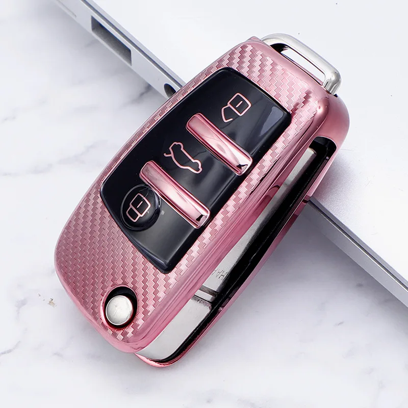 

TPU Car Key Case Cover Protector Protection Auto FOB Accessories For Audi C6 A7 A8 R8 A1 A3 A4 A5 Q7 A6 C5