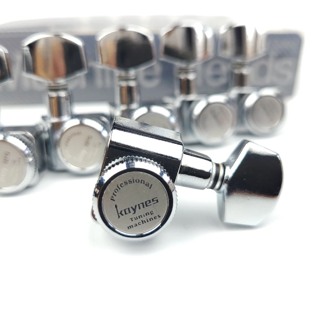 1 set 6 in linie keine schrauben locking elektrische gitarre mechaniken mechaniken schloss string tuning pegs chrome silber free global shipping