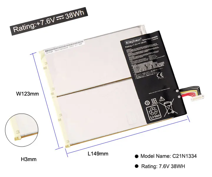 Kingsener C21N1334 Аккумулятор для ноутбука Asus Transformer Book T200TA T200T T200 1A 1K 200TA-C1-BL планшетный ПК 7,6 V 38WH
