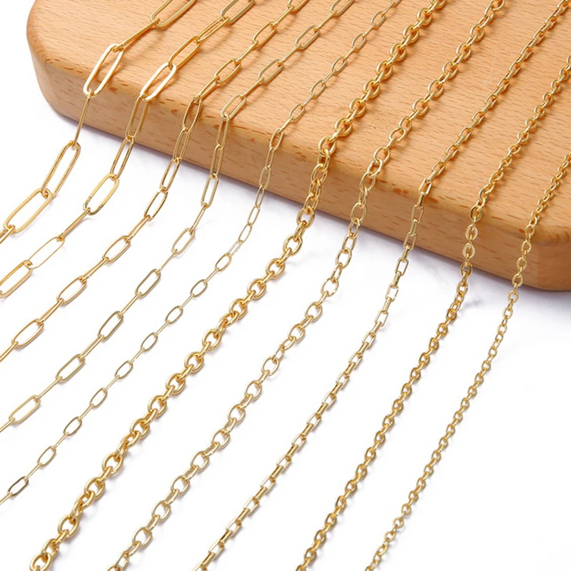 

1M 18K Gold Plated Copper Plated Cross Snake Necklace Chains Bulk For DIY Jewelry Findings Making Materials Handmade Supplies