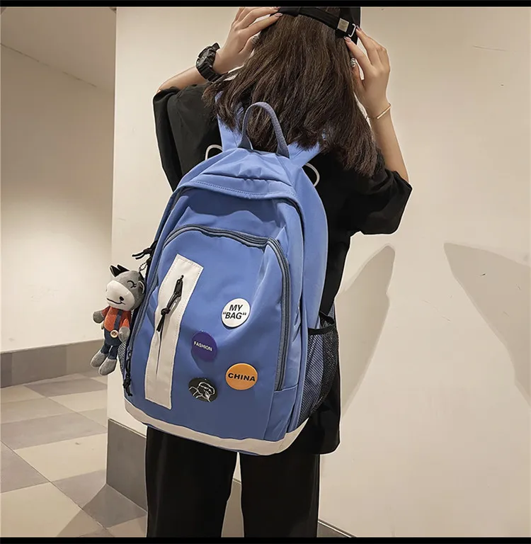 

2032 High school students tide brand backpack original niche solid color campus computer simple backpack