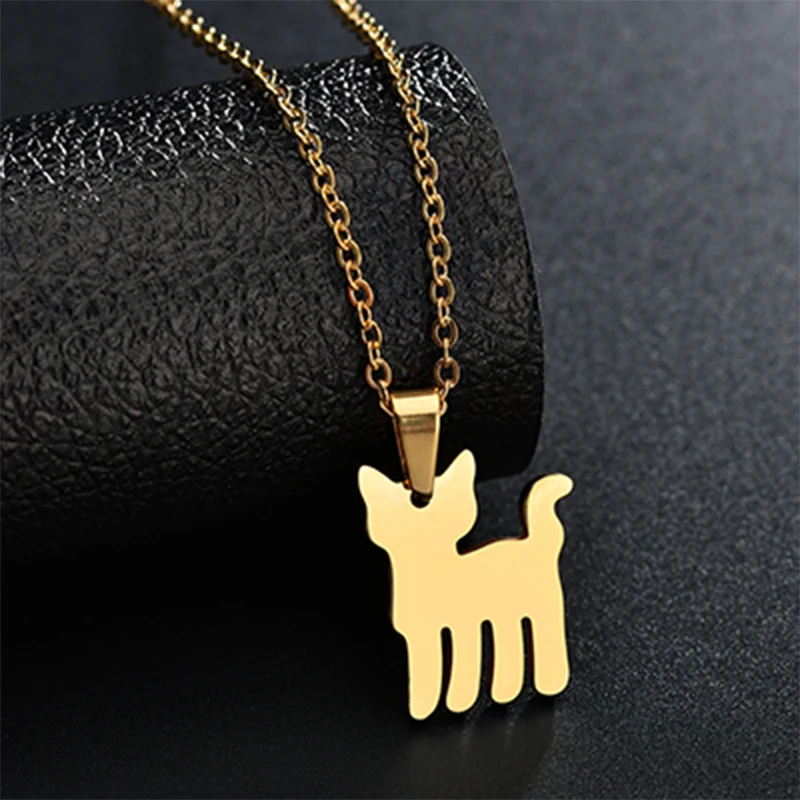 

Spark Stainless Steel Custom Name Date Cat Dog Pet Pendant Necklace Personalized Nameplate Animal Necklaces For Women Kids Gift