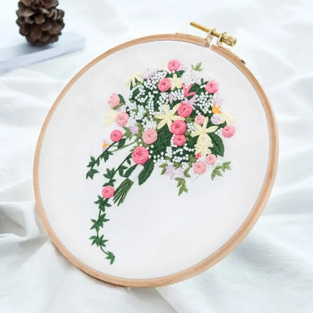 DIY Embroidery Flower Handwork Needlework for Cross Stitch Kit Ribbon Painting Hoop Home Decoration QE | Дом и сад