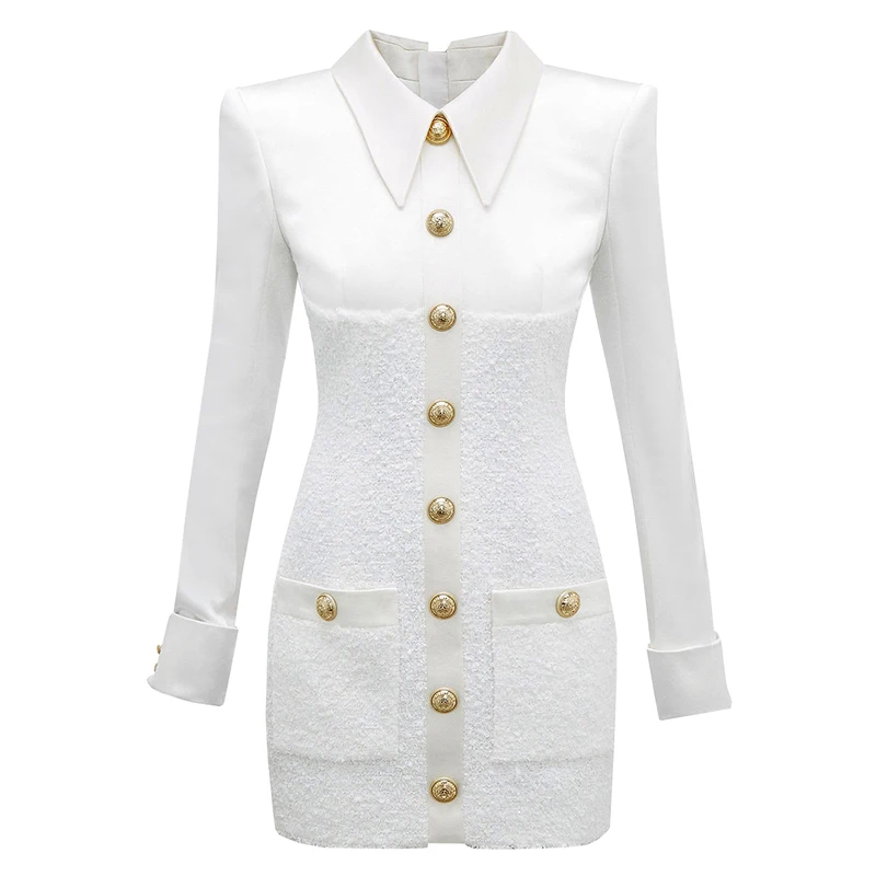 Белое мини платье с длинным рукавом женское осеннее однотонное рубашка отложным