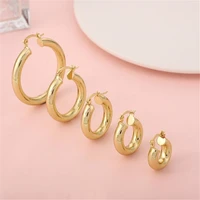new fashion hyperbole copper glossy round earrings for women circle hoop earrings female jewelry statement party gifts