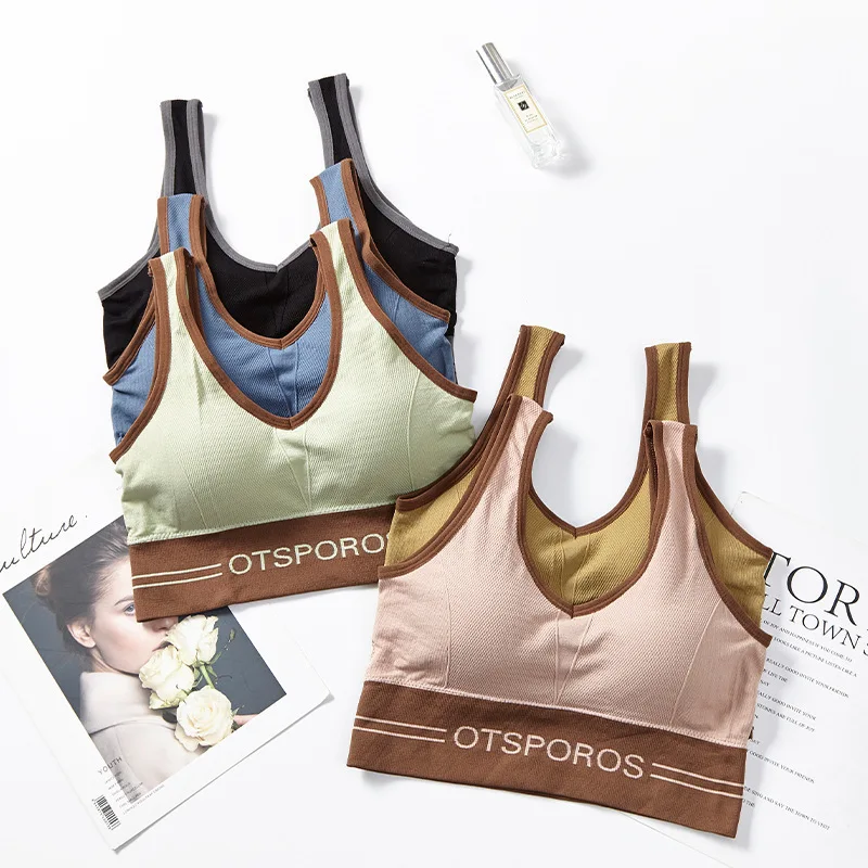 

Women Sports Crop Tops Seamless Underwear Removable Padded Camisole Femme Female Tank Camis Sexy Lingerie Intimates