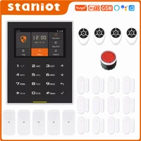 staniot c500 433mhz smart tuya gsm wireless wifi home burglar security alarm system kits with 4 3 inch ips ui interface screen