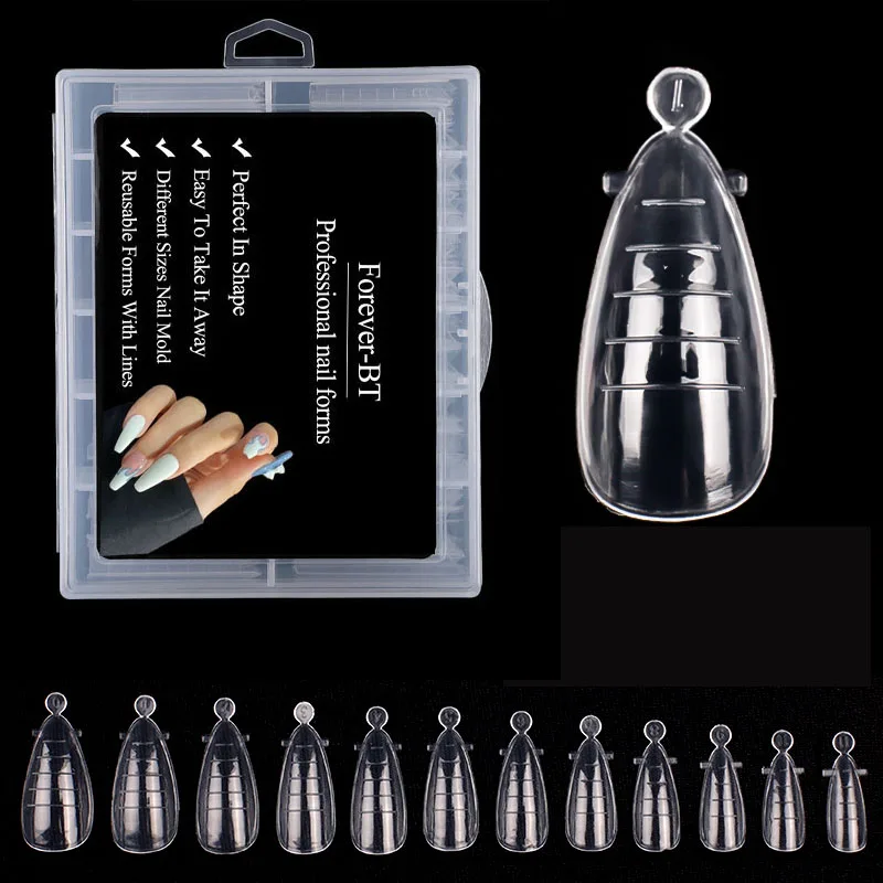 

120Pcs Dual Forms Poly UV Gel Quick Building Finger Extended Fake Nail Art Mold Stiletto Full Cover Nail Tips