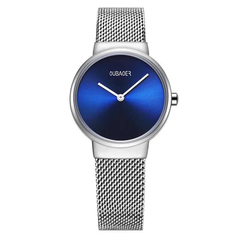 Reloj pareja OUBAOER часы для пары Роскошные Кварцевые часы из нержавеющей стали для мужчин и женщин наручные часы для влюбленных часы relogio masculin подарок - Цвет: W silver blue 008