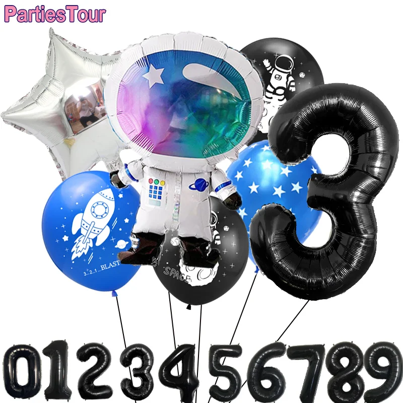 

18 pcs/pack Space Party Balloon Decoration Kids Birthday Supplies Spacesuit Astronaut Large Number 1 2 3 4 5 6 7 8 9 Ballon