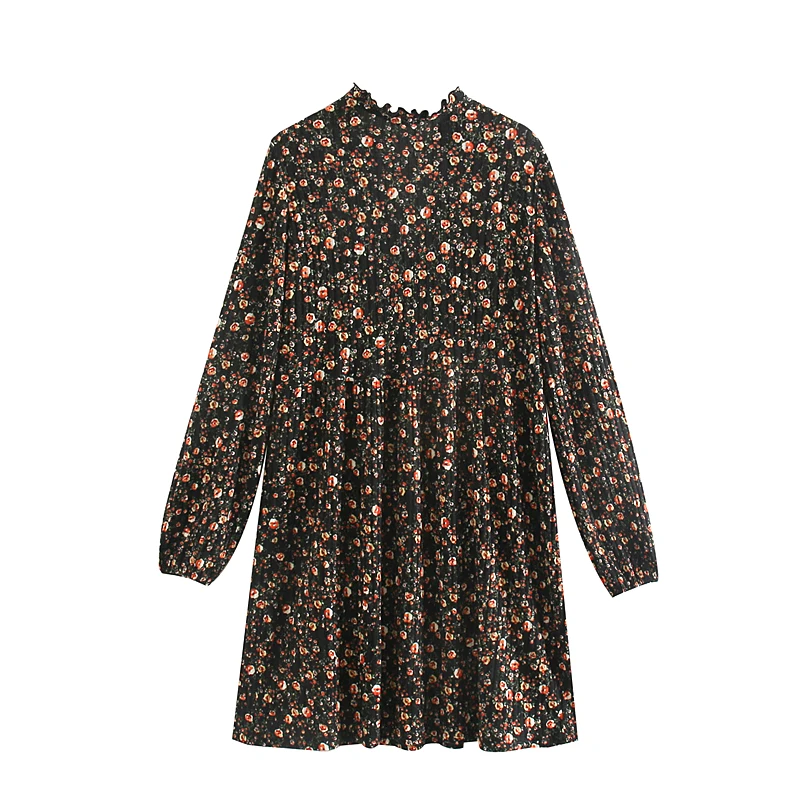 ZA женское мини платье 2019 Новая мода v-образный вырез с длинным рукавом цветочный