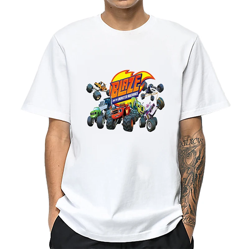 

2021 Men T-shirt Summer Cartoon Blaze and the Monster Machines Short Sleeve T Shirt Large Size Tops Tees Male Harajuku Clothes