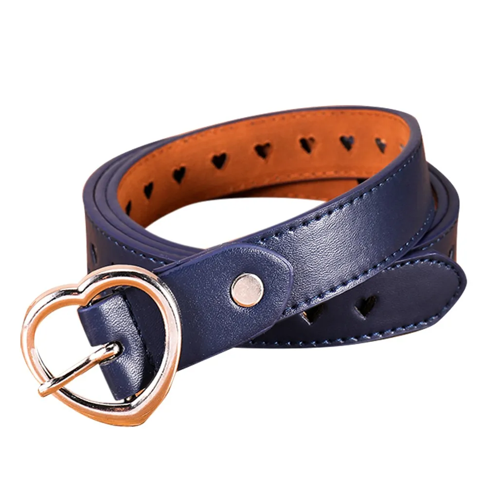 Новый Модный женский пояс с пряжкой в форме сердца Одноцветный ремень