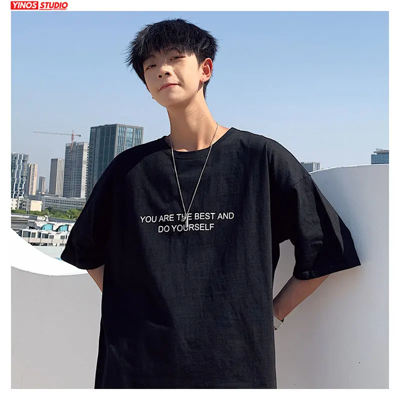 Мужские повседневные футболки с круглым вырезом уличный сверхразмерный топ в