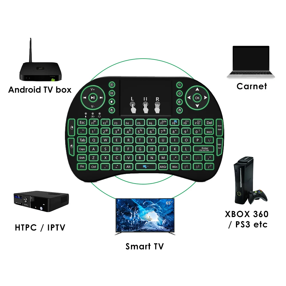 Беспроводная мини клавиатура I8 USB Air Mouse подсветка тачпад игровой ПК для Smart Android TV