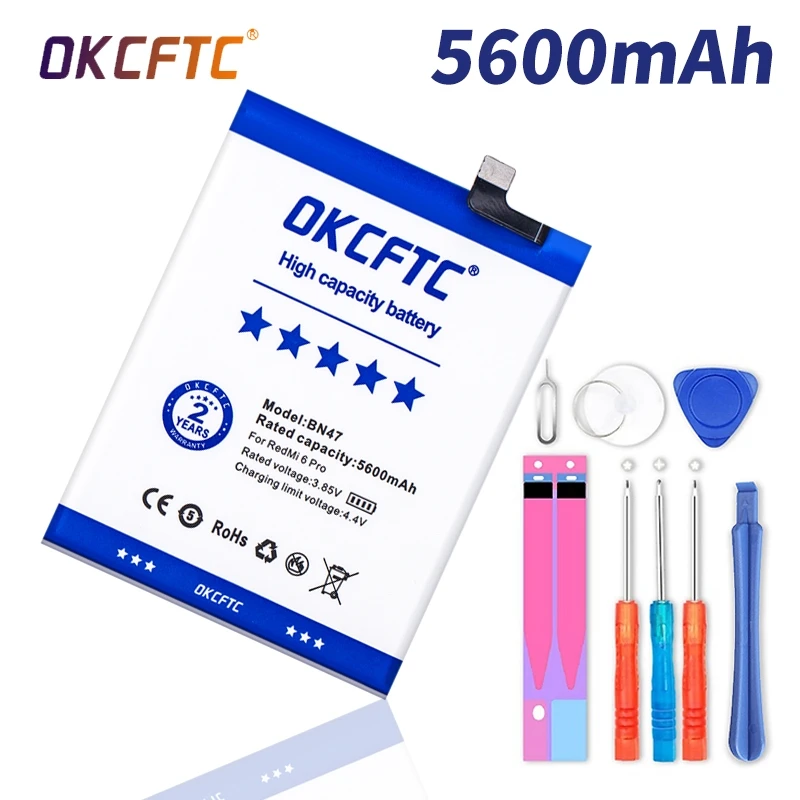 

Original 5600mAh BN47 Replacement Battery For Xiaomi Redmi 6 Pro / Mi A2 Lite Bateria Batterie Mobile Phone Batteries