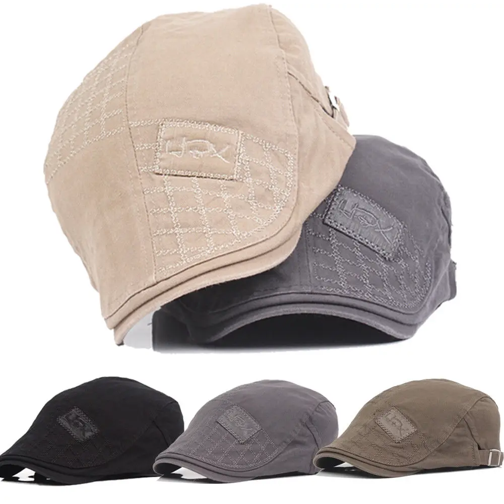 

Mens Hat Solid Flat Hat for Man Boy Gatsby Cap Golf Driving Summer Sun Flat Newsboy Caps Beret Driver Hat
