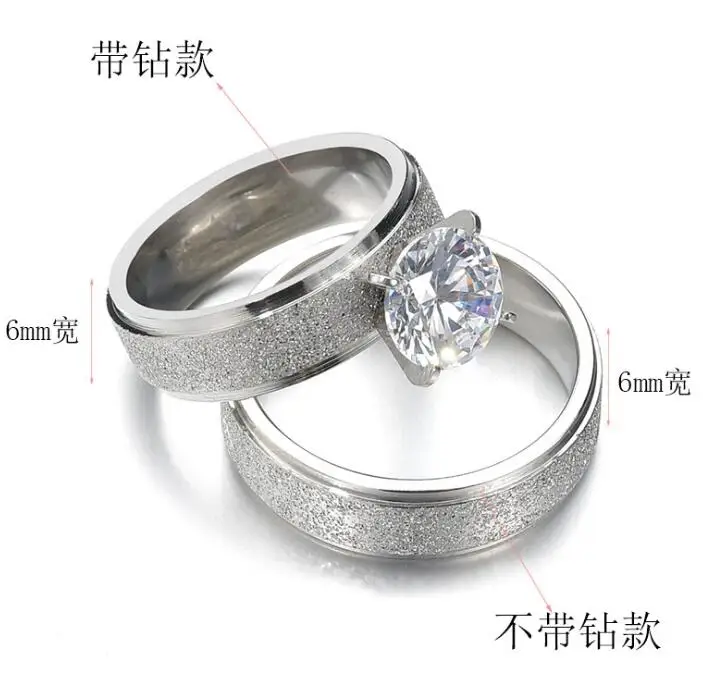 Visisap из титановой стали для мужчин и женщин пары кольцо 8 мм инкрустированные