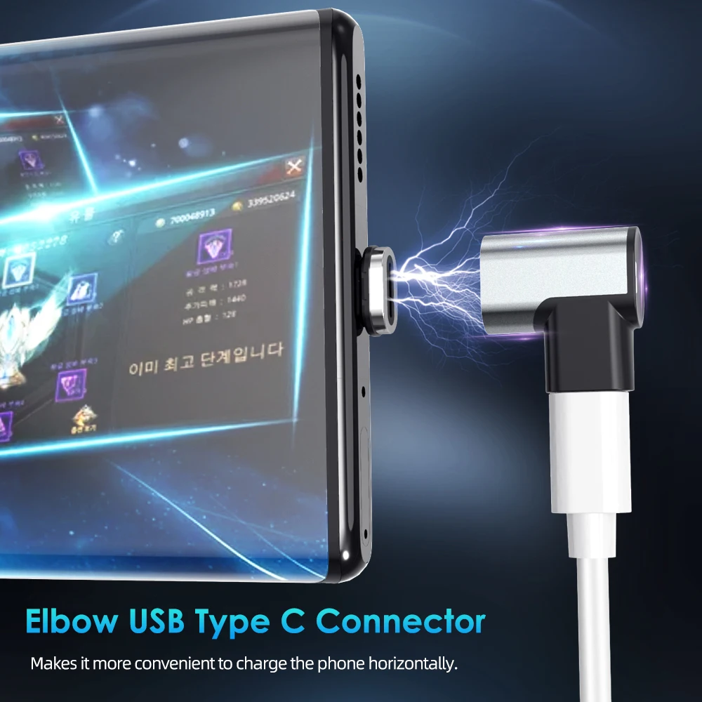 FLOVEME 100W USB to Type C Magnetic Adapter Fast Charge Type C Converter Magnetic Cable Right Angle Usb C Connector for Xiaomi