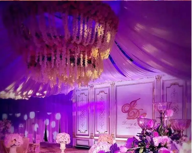 Beste 34CM Wit Kunstmatige Opknoping Orchideeën Planten Nep Zijde Bloem Wijnstok Voor Wedding Achtergrond Party Decoratie Levert Nieuwe Aankomst
