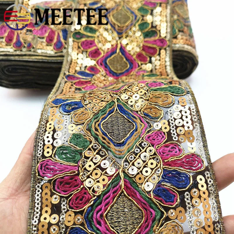 2/4 м 103 мм блестки вышитая кружевная тесьма лента этнические ленты для одежды