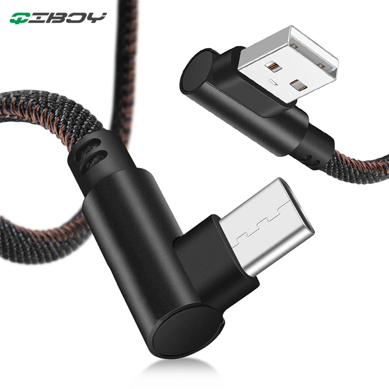 USB Type C кабель для быстрой зарядки мобильный телефон Android 90 градусов USBC Xiaomi Redmi Huawei 1