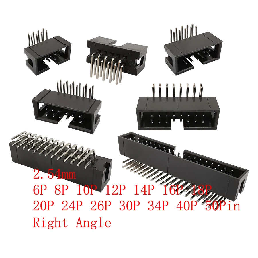 10Pieces/lot DC3 6P-50Pin 2.54mm Socket Header Connector ISP Male Double Row IDC JTAG Box Headers Right Angle/Straight Needle