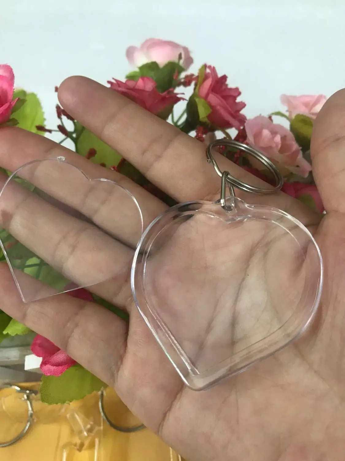 1 шт в форме сердца пустые акриловые брелки вставные фото пластиковые DIY Сплит