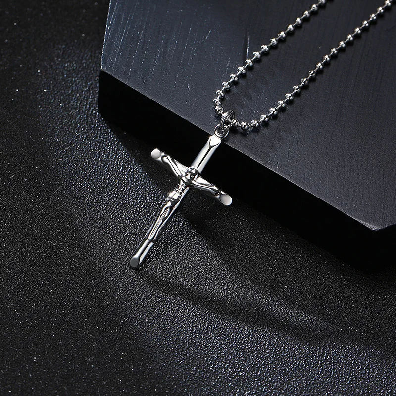 Jesus Crucifix Cross Pendant Necklace for Men Stainless Steel Dainty Everyday Street Style Male Jewelry images - 6
