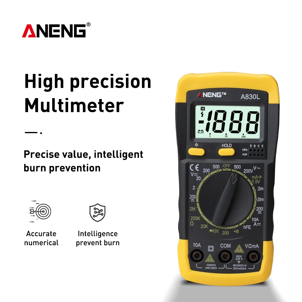 ANENG A830L мультиметр цифровой тестер мультиметр multimeter мультиметры транзистор тестер мултиметр multimetr digital multimeter tester мини мультиметр транзисторов lcr meter esr конденсаторов мултиметор meter
