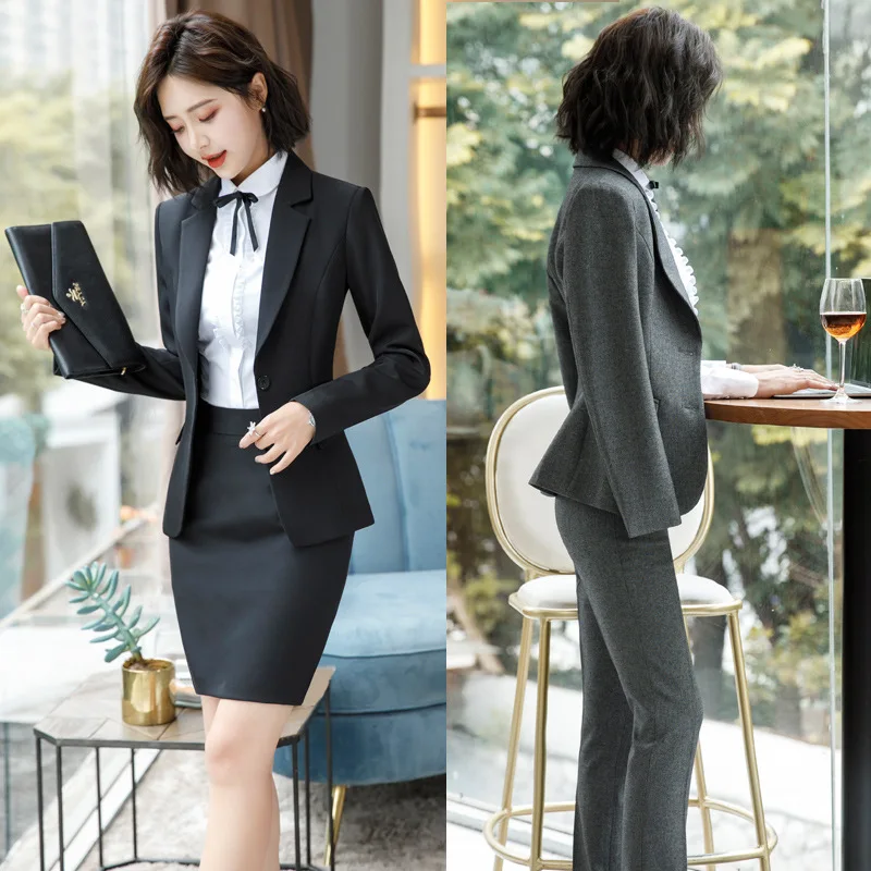 Весенне осенний деловой костюм с длинным рукавом официальные брюки Женская