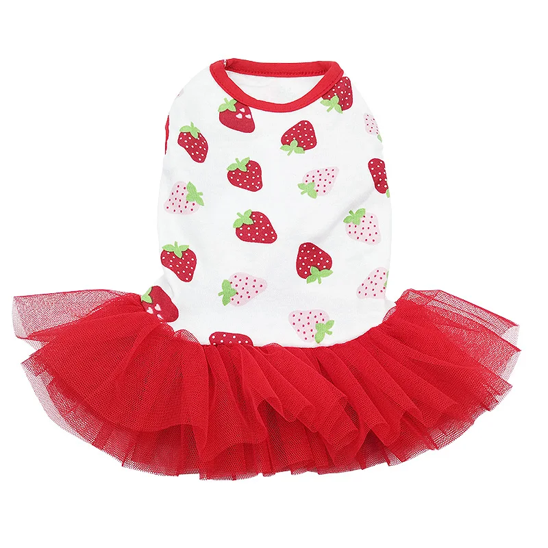 Милая Клубничная Одежда для собак летняя одежда домашних животных костюм